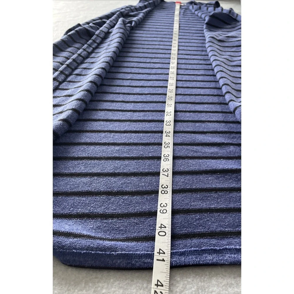 Lularoe Duster Vest, Size S, Open Front Blue/Black‎ Stripe Lightweight